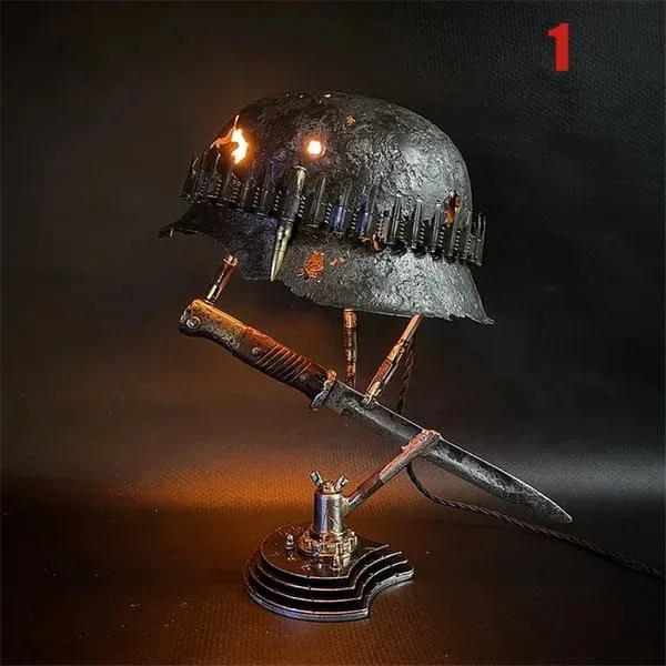 Stahlhelm Helmet Table Lamp - Industrial Design Lighting